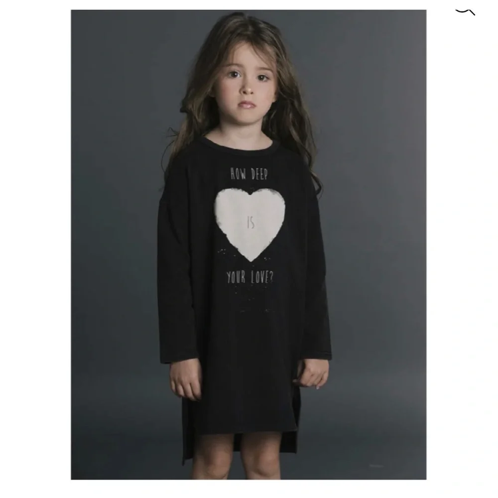 Rock Your Baby Black Long Sleeve Dress with Heart Design